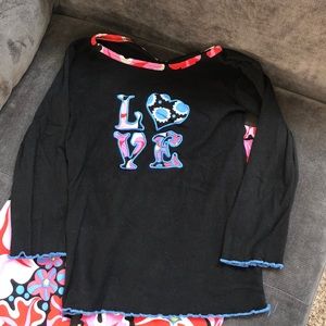 Boutique outfit, shirt and ruffle pants size 7/8